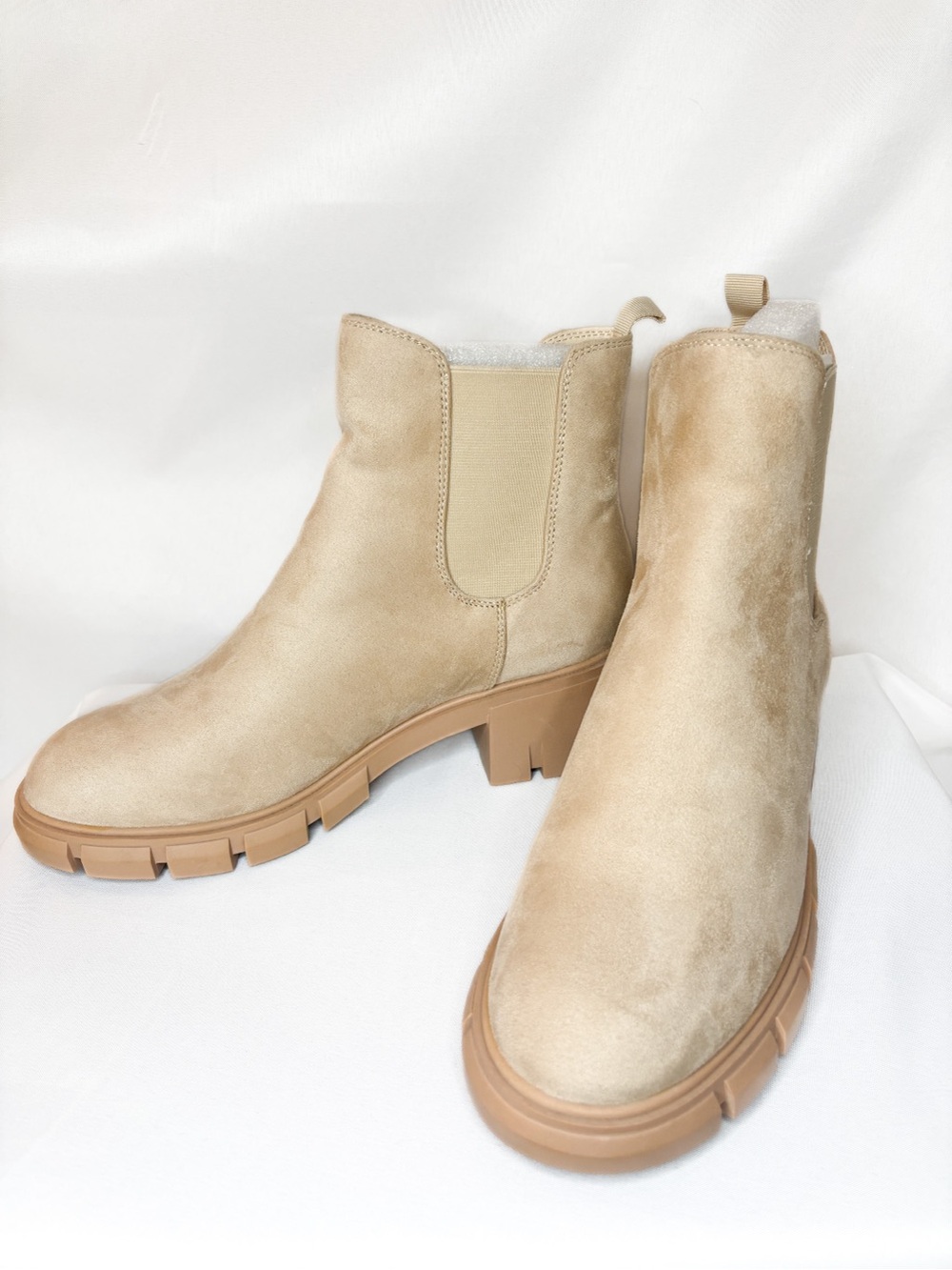 Suede Chelsea Booties in Tan - Picture 2 of 4